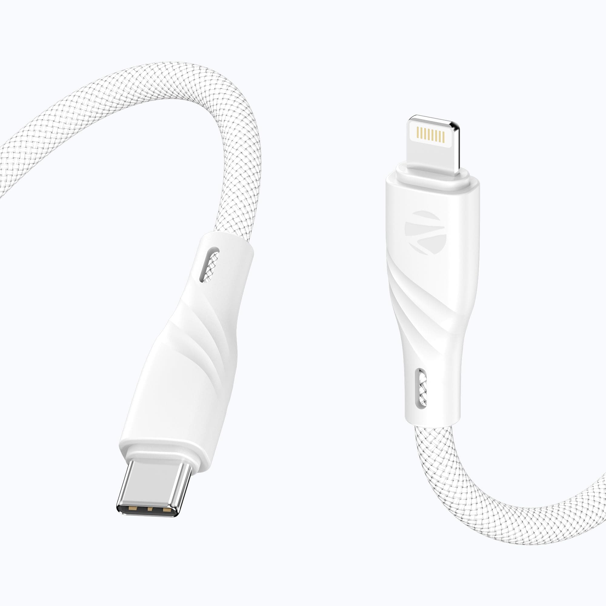 Zebronics Type-C to Lightning Fast Charging Cable, 27W PD Rapid Charging, Charge & Sync Support, Braided Tangle-Free Design, 1.5 Meter Length, Compatible with Type-C PD Adapters (TL300, White)