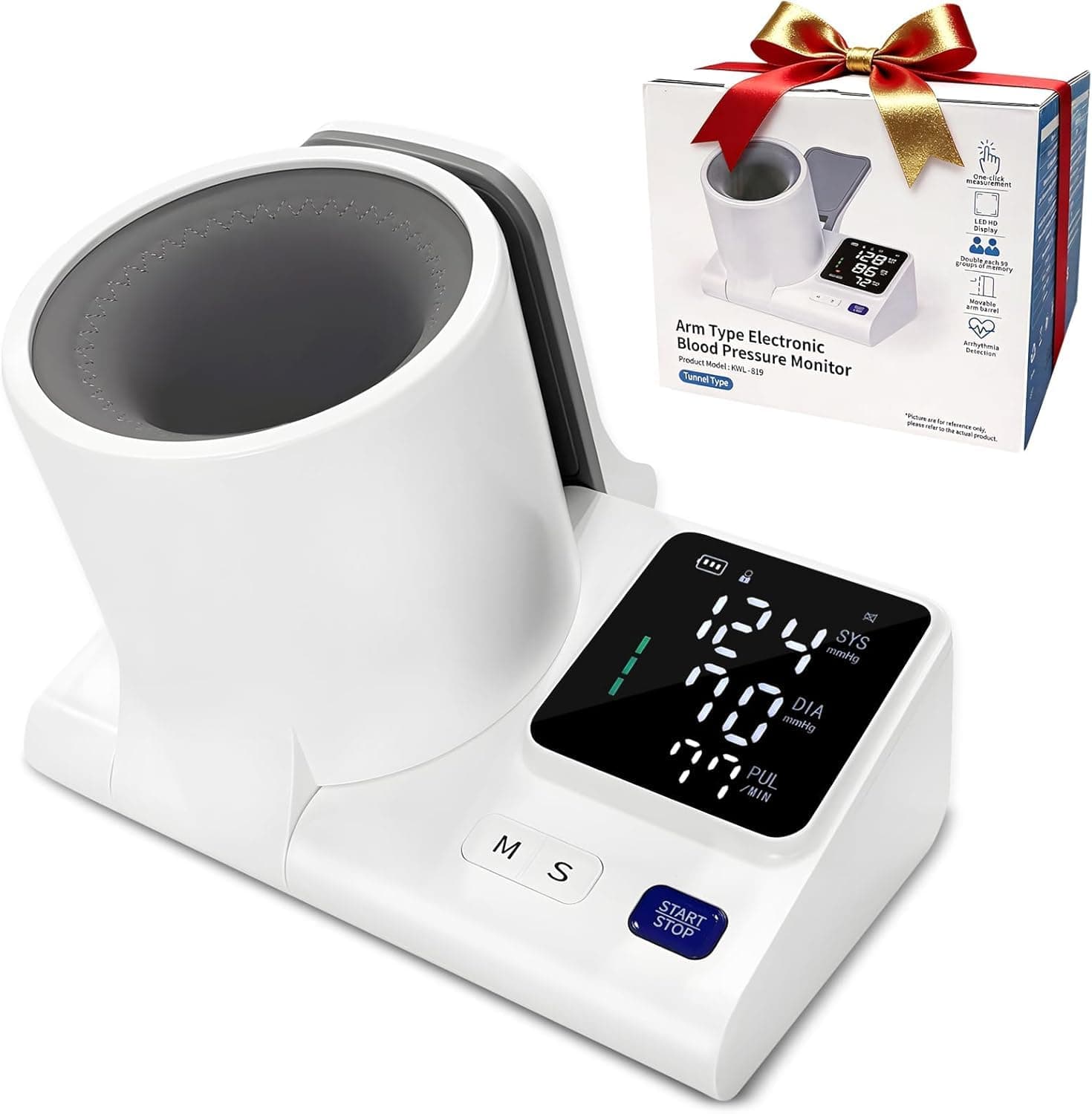 FEXMY Upper Arm Blood Pressure Monitor for Home Use, Barrel Design One-Touch Blood Pressure Machine, Auto-Fit Wide Range 7.1"-16.5", 3-Color Backlight, 2 Users 2×99 Memory (1 MONTH WARRANTY)
