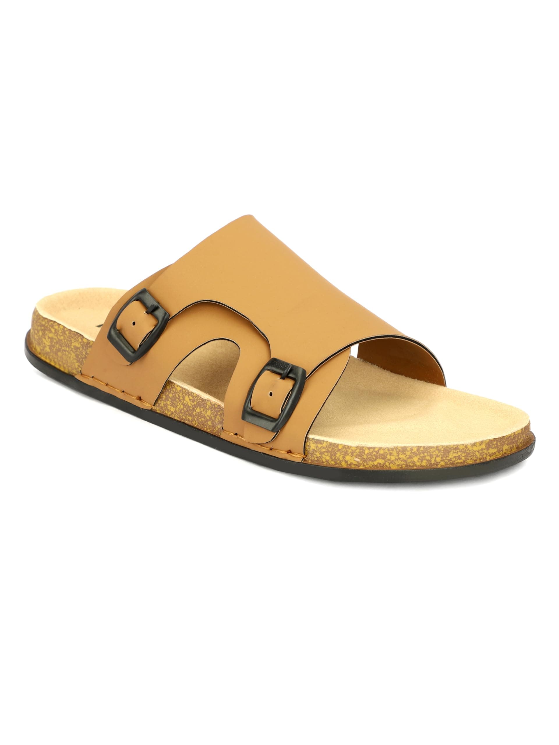 Men Full Cover Double Buckle Slippers | Covered Slip-On Sandals for Men | Comfortable Footwear | Adjustable Strap Rubber Sandals | Anti-Slip Sole Slippers