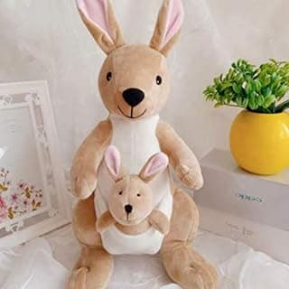 HUG 'n' FEEL SOFT TOYS Brown Kangaroo Plush with Baby | Soft Animal Cuddle Toy | Present for Boys & Girls | 30 cm