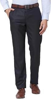 Park Avenue Men's Mid Rise Regular Fit Polyviscose Blend Structure Pattern Flat Front Formal Trouser
