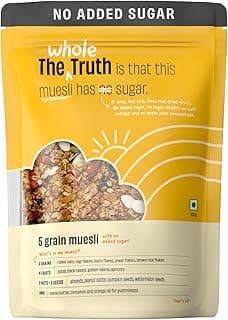 The Whole Truth - Breakfast Muesli | 5 Grains | 350 grams | Dairy-free | No Artificial Sweeteners | No Added Flavours | No Gluten or Soy | Nutritious Snack