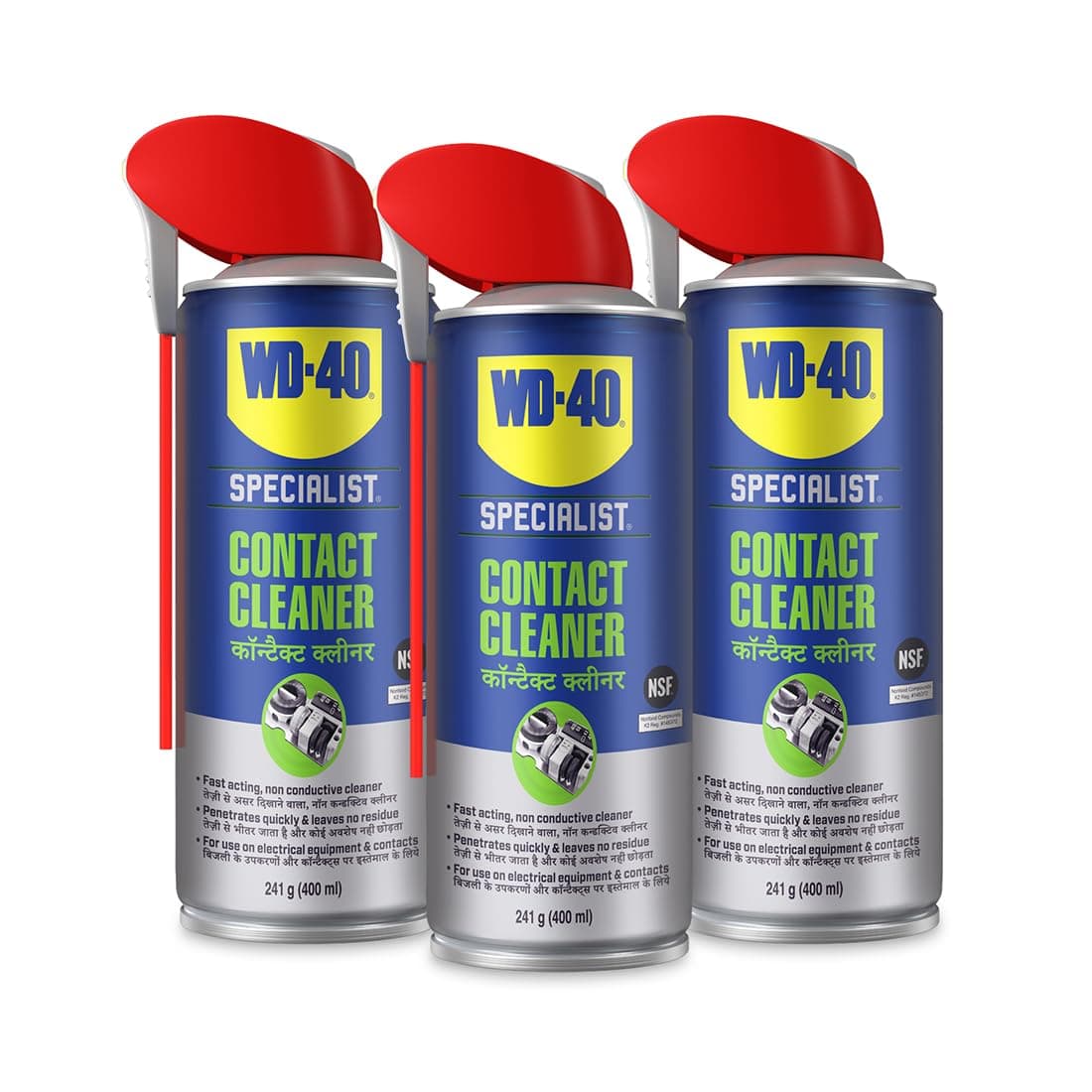 WD-40 Specialist® All Purpose Contact Cleaner 400ml - Drive Out Dirt, Dust, Oil, Flux Residue, and Moisture From Sensitive Electrical Parts and Equipment with Ease Pack of 3