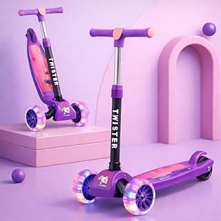 Storio Twister Kick Scooter with Adjustable Height | Foldable | Skate for Kids with PVC Wheel | Age 2-12 Years - Max User Weight 60 kg, Purple