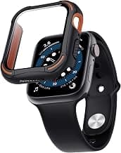 Nillkin Tempered Glass Protector Case Compatible for Apple Watch Series 6/ SE/Series 5/ Series 4 with Built in Screen Protector 44mm, Overall Protective PC + TPU Case (44mm, Black)