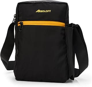 Boldfit Boldfit Sling Bag for Man Unisex Cross Body Side Bag for Man Small Side Bags for Woman for Travel, Gym Mini Messenger Office Adjustable Shoulder Bags - Black
