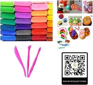 House of Prageeth Air-Dry Clay 24 Pcs with 6 Tools, a Free Tutorial Sheet and Online Tutorial |Kids Play Dough for Sculpting|Non-Toxic Clay Set for Girls and Boys|2 Piece Each Color