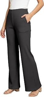 Mehrang High Waisted Wide Leg Ribbed Knit Trousers with Pockets | Casual and Stretchy Pants | for Women