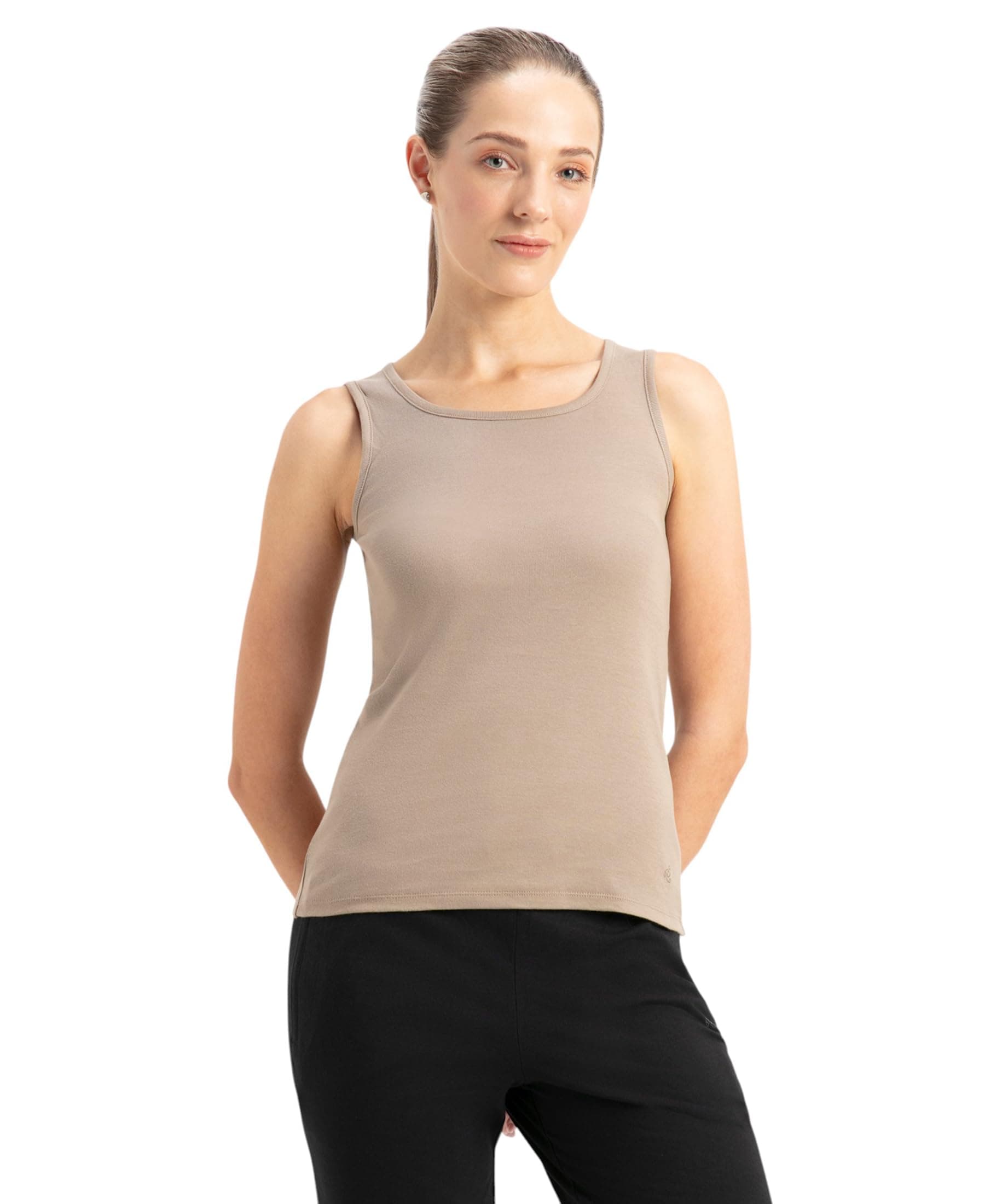 Jockey A113 Women Super Combed Cotton Rib Fabric Slim Fit Solid Tank Top