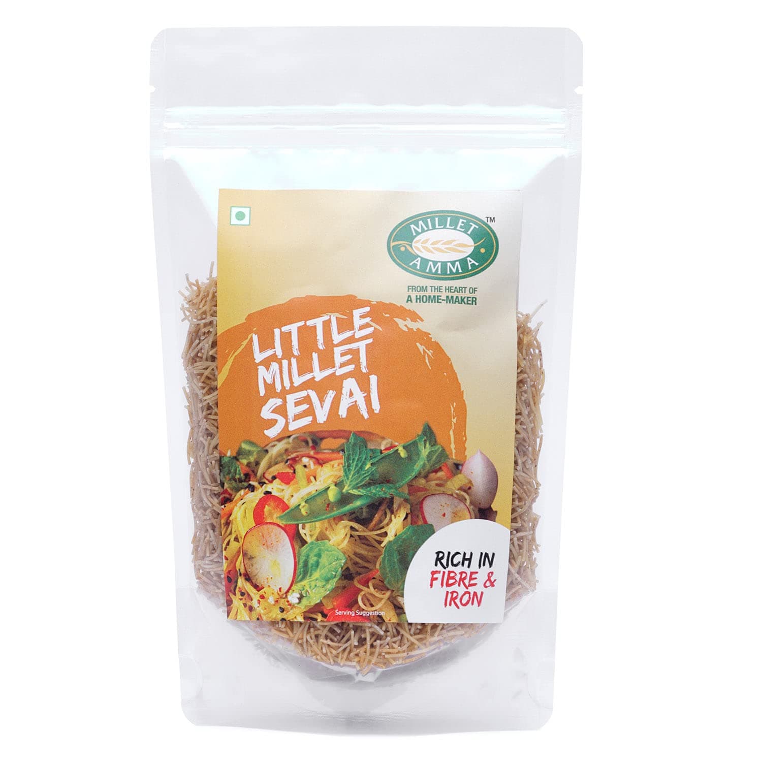 Millet Amma Little Millet Sevai 350g | Pack of 2 x 175g | Millet Vermicelli & Semiya | Zero Maida | Preservative Free | Rich in Fiber & Iron | 100% Vegan