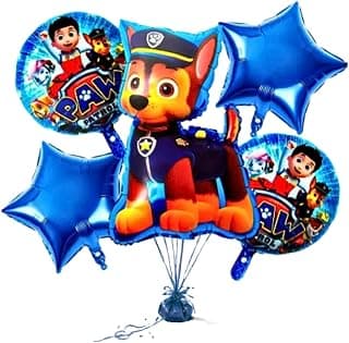 Wanna Party Paw Patrol Foil Balloons for Birthday Decorations Items Set of 5 Pcs Paw Patrol Theme Birthday Decorations Kit, Dog Birthday Decoration Items, Boys Birthday Decoration Theme