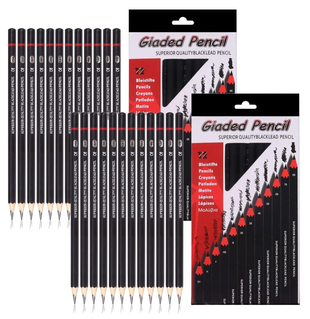 Corslet Pack of 2 Drawing Kit 12Pc Drawing Pencils Set Sketch Pencil Set Sketching Kit Graphite Pencil for Drawing Sketching & Shading for Artists Shading Pencils Set Professional Artist Kit