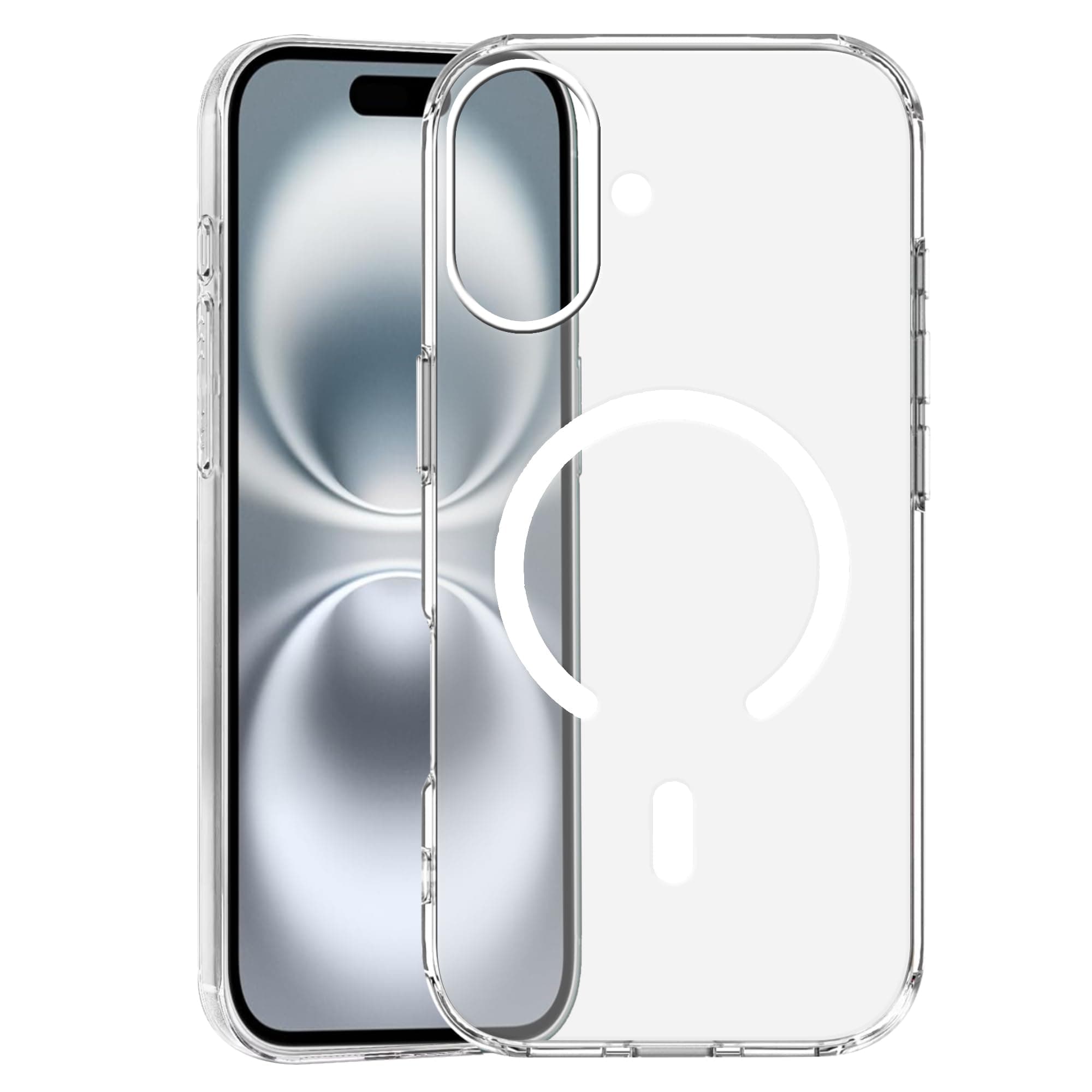 amazon basics Mag-Safe Case for iPhone 17 | 8ft Drop-Tested with D30 Technology, Slim Metallic Design, Aluminium Raised Camera Edges, Electroplated Magsafe Back Cover - White