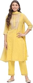 BIBA Women Polyester Embroidered Straight Suit Set