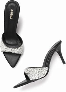 AXIUM Women's Pearl Embellished Pointed Toe Stilettos, 3.5inch (BLY250)