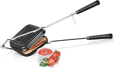 MILTON Pro cook Premium Non-Stick Sandwich Griller | Compatible with Gas Stoves | Sandwich Griller and Toaster | Heat-Resistant Bakelite Handle | Durable & Easy to Use Sandwich Maker 14cm, Black