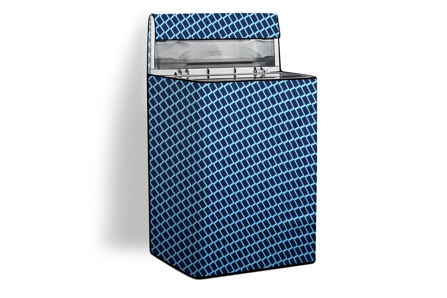 Stylista Washing Machine Cover Compatible for LG 7 KG Fully-Automatic Top Loading T70SJMB1Z Check Blue
