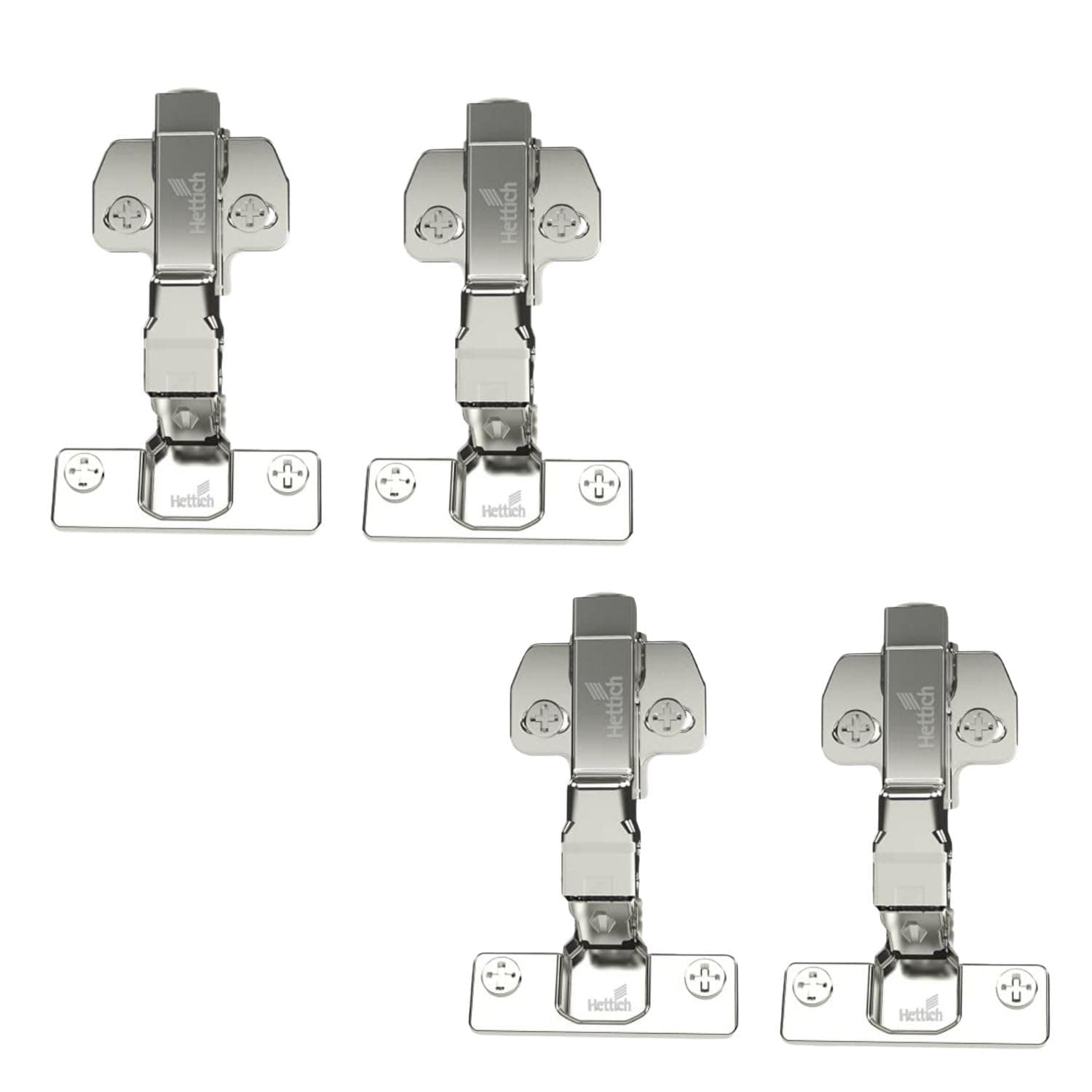 Hettich Onsys 4447i, Door Hinge with Mounting Plates & Cover Caps | Quality Certified to European Standard |105° Door Opening Angle | (Door Thickness 14-25 mm : 0 Crank) | Pack of 2 (4 Hinges)