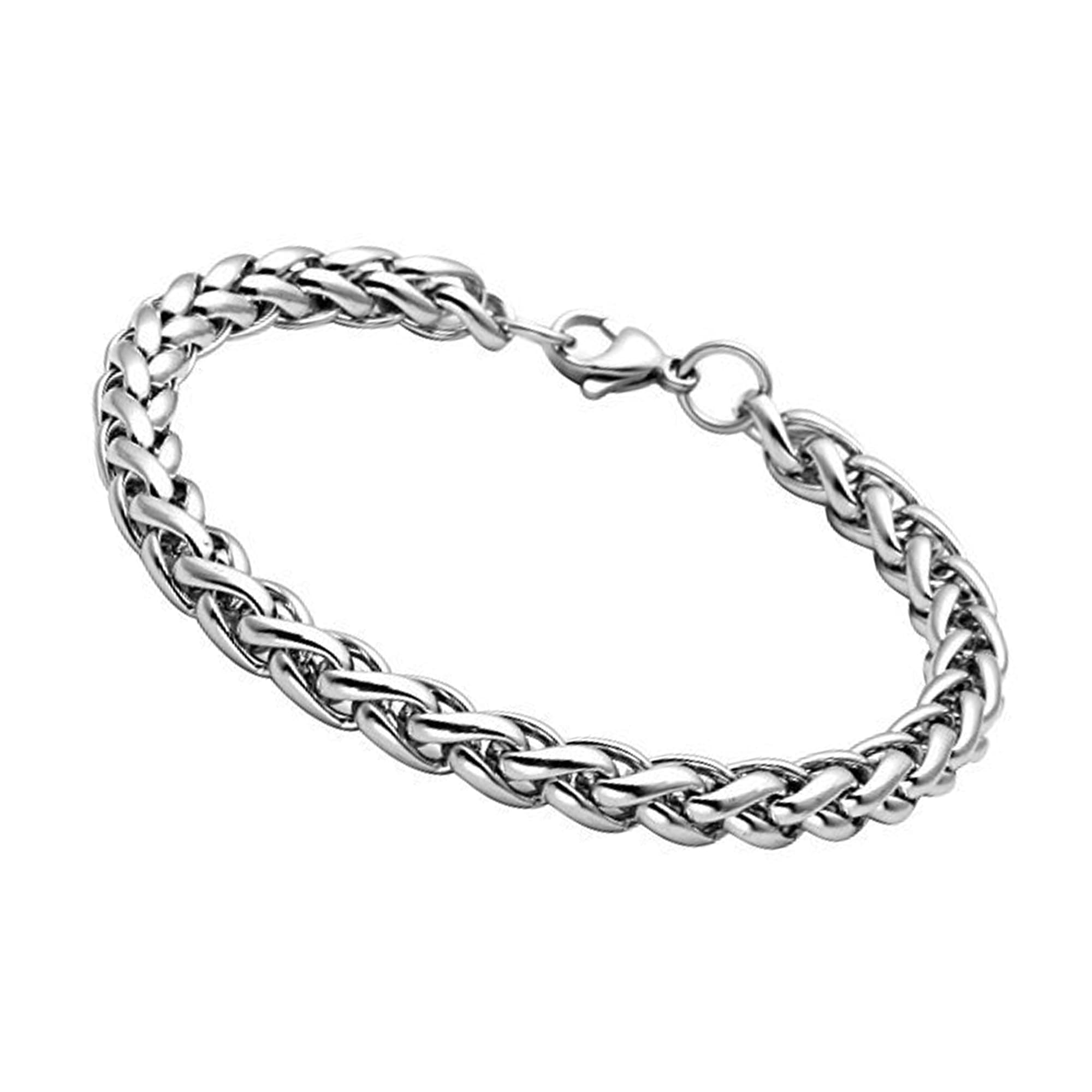 Fashion Frill Stylish Silver Bracelet For Men Stainless Steel Silver Chain Bracelets For Men Boys Mens Wristwear Bracelets Jewellery