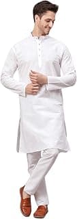 Stitchyard Men's Cotton Blend Solid Kurta pyjama set with Full Sleeves, Regular Fit, Pajama included in package
