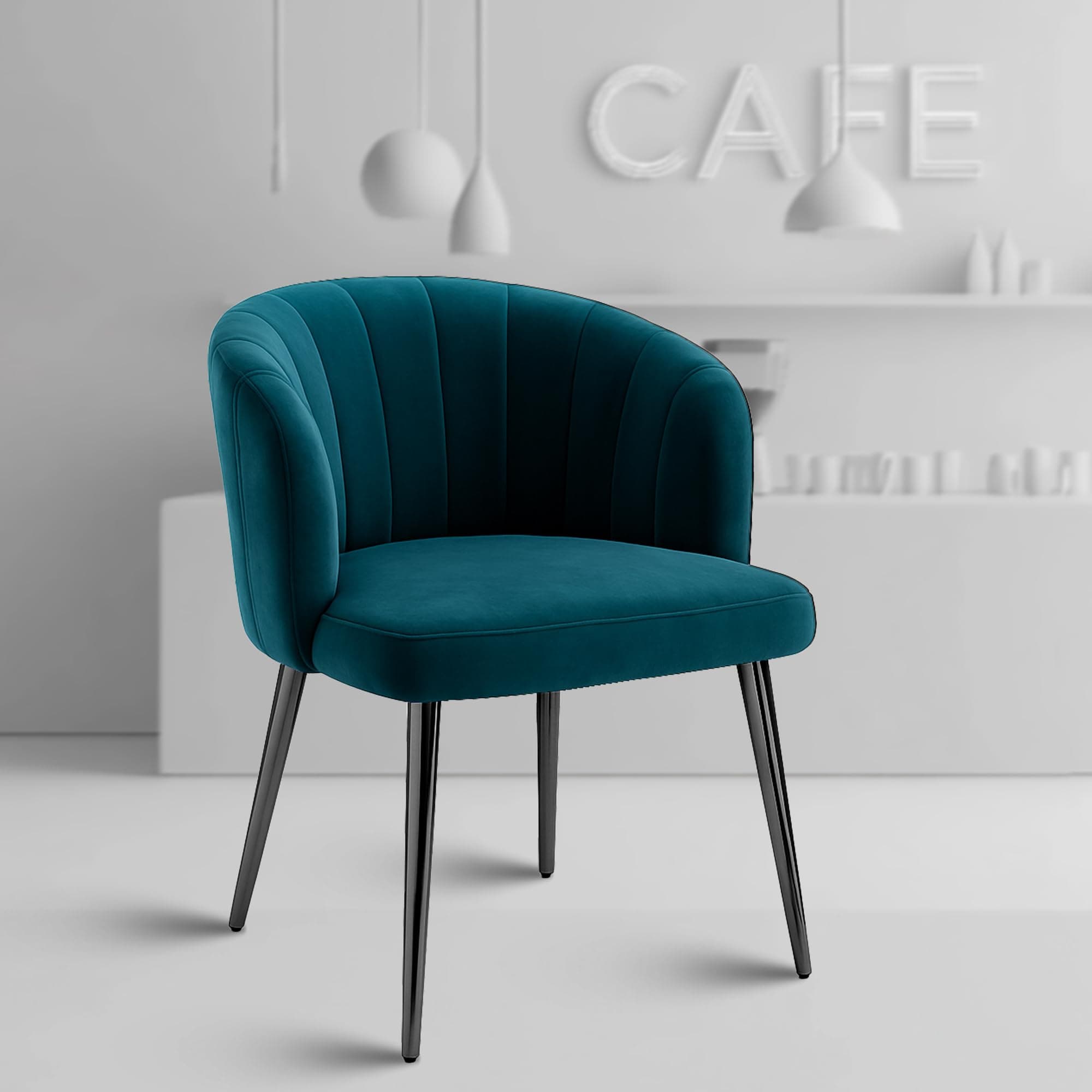 ROSE® Fire Cafe Chair | Kitchen | Breakfast | Living Room | Modern Velvet Dining Chair | Restaurants (1, Peacock Green, Plain Valvet)
