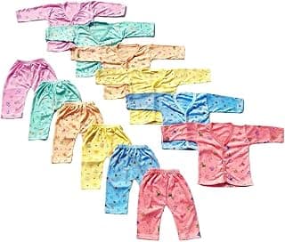 Vfirst Baby Boys & Baby Girl's Soft Cotton Multicolor printed Full sleeve Shirt Pyjama Casual Dress Jhabla for Kids Newborn Infant Toddler Combo Pack of -6