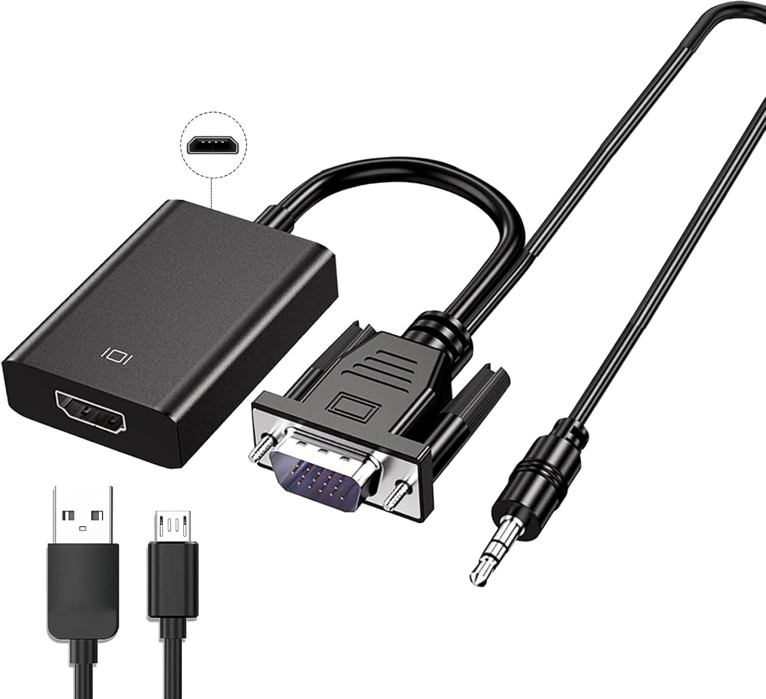 VGA to HDMI Adapter with Audio/PC VGA Source Output to TV/Monitor with HDMI Connector/Microware 1080P Male VGA (Pack of 1)