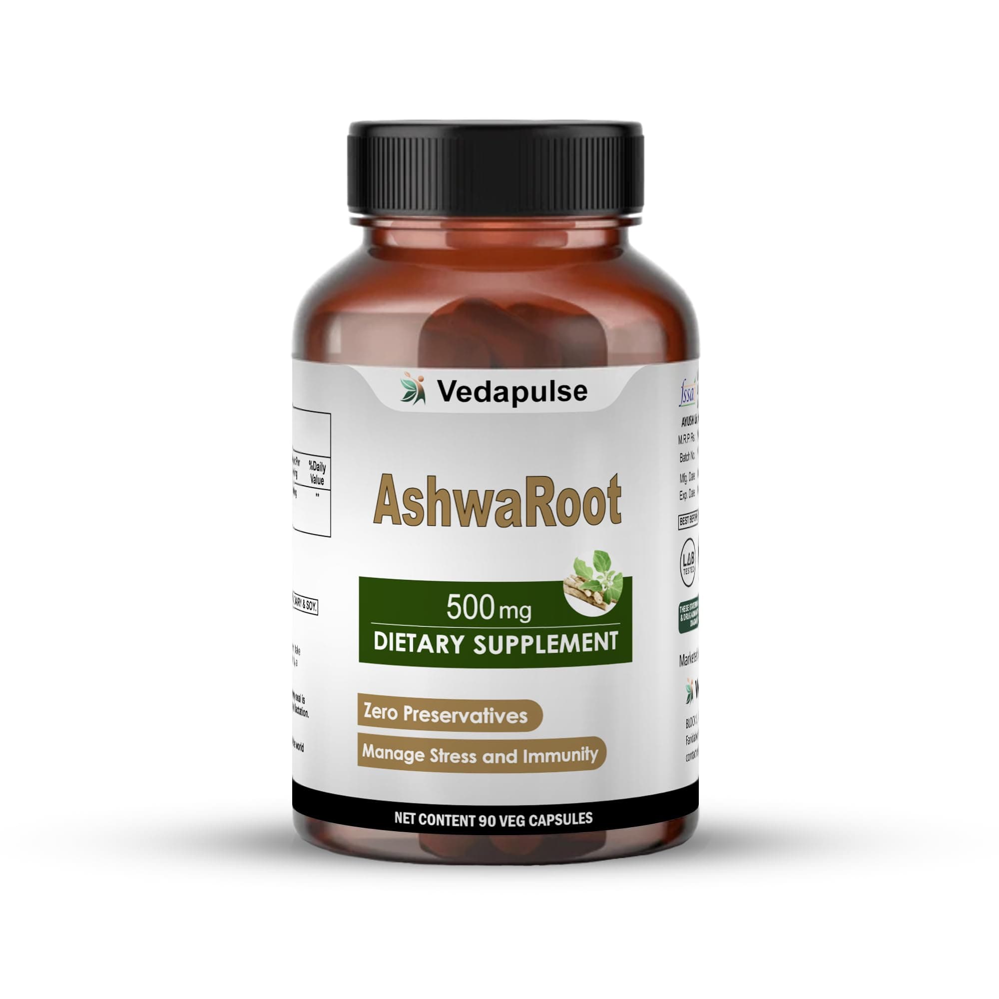 Vedapulse Ashwaroot Ashwagandha 500mg – 90 Vegicaps for Managing Stress & Enhancing Immunity