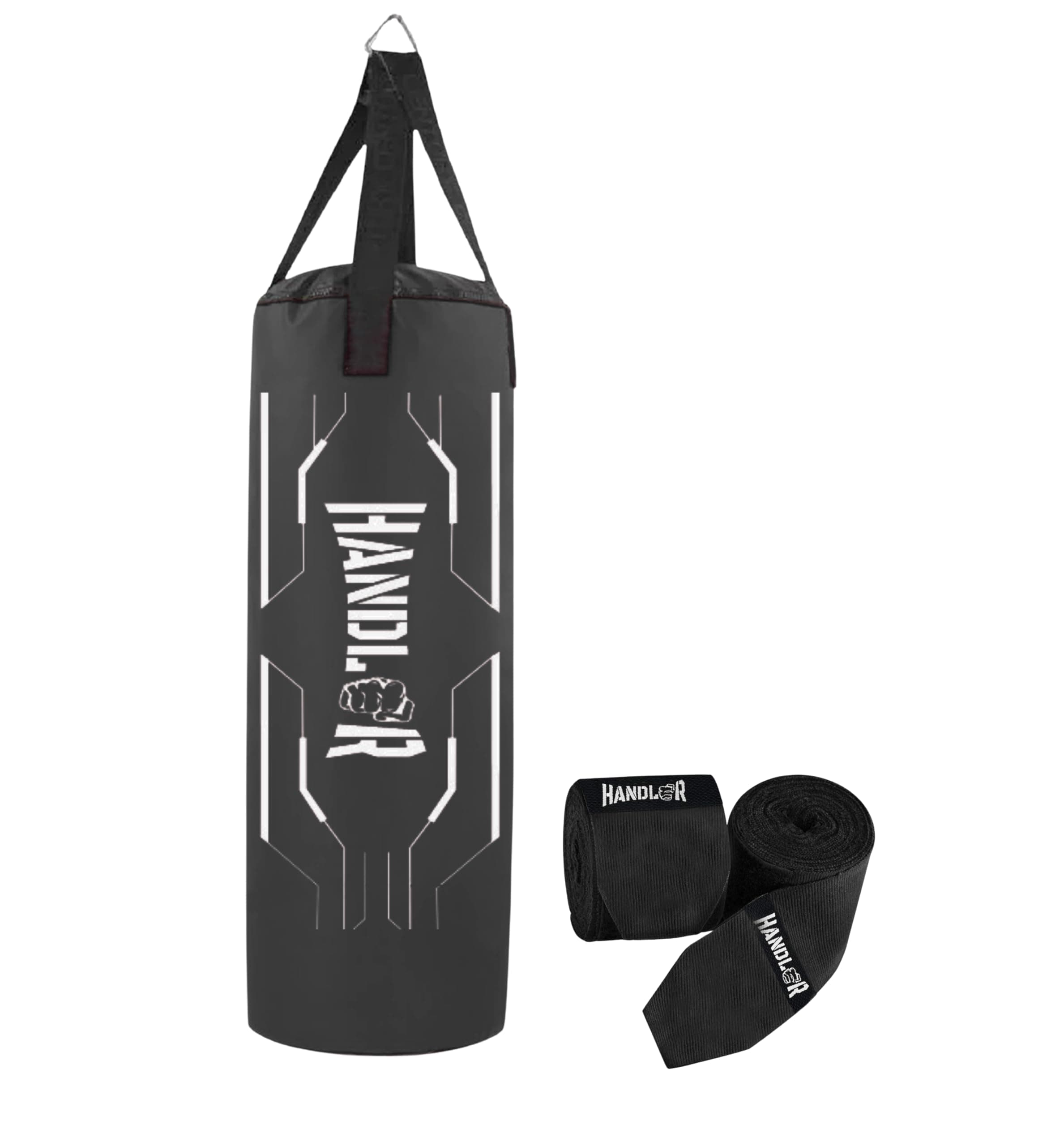Handler Synthetic Leather Unfilled Punching Bag for Boxing, MMA & Home Training – Heavy Duty Hanging Bag for Adults & Kids, Kickboxing, Karate, Taekwondo (3,4,5 ft) (Black, 2.5 Feet (36 Inches))