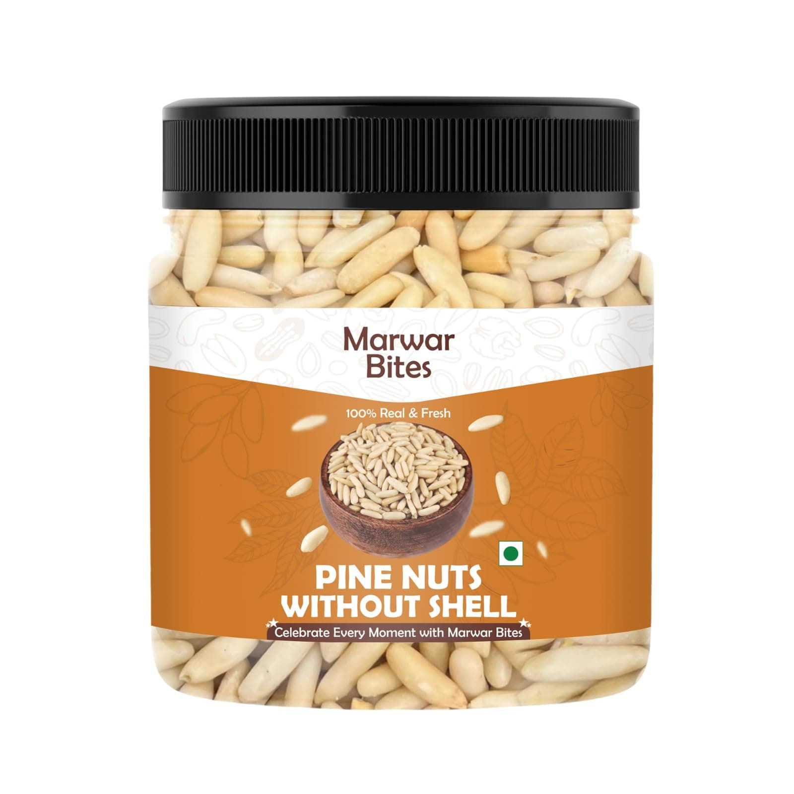 MarwarBites Dried Pine Nuts Without Shell Jar Pack (Lebanon Chilgoza Giri) (100Gm Jar Pack) Premium Pinenut Winter Dry Fruits