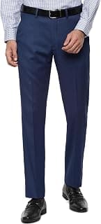 Louis Philippe Men's Slim Fit Mid Rise Textured Formal Trouser
