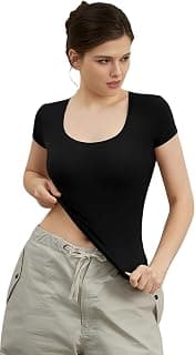 SIGHTBOMB OH SO Soft Scoop Neck Short Sleeves Feather Touch Cuddle TEE SOFTLINE TOP for Women