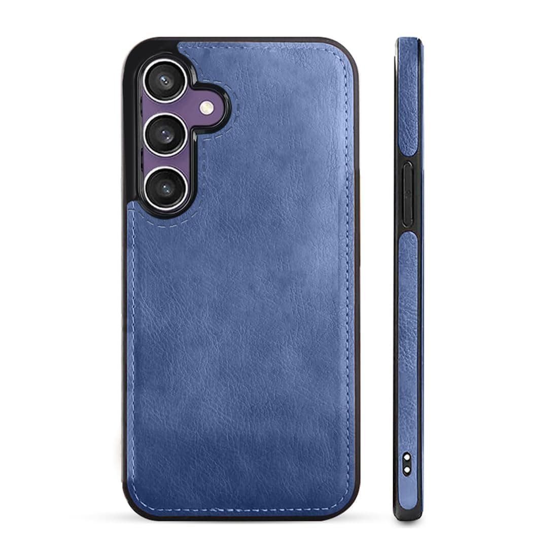 amazon basics Genuine Leather Finish Samsung Galaxy S25 Back Cover Case | Raised Edges for Camera & Screen Protection | Back Case Cover for Samsung Galaxy S25 (Blue)