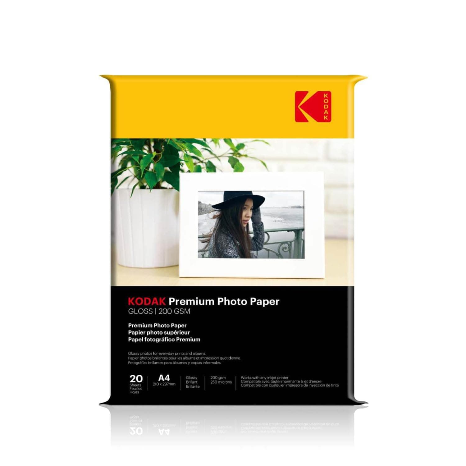 Kodak 200 GSM A4 Glossy Photo Paper – Water Resistant , Pack of 20 sheets , Compatible with all Inkjet Printers