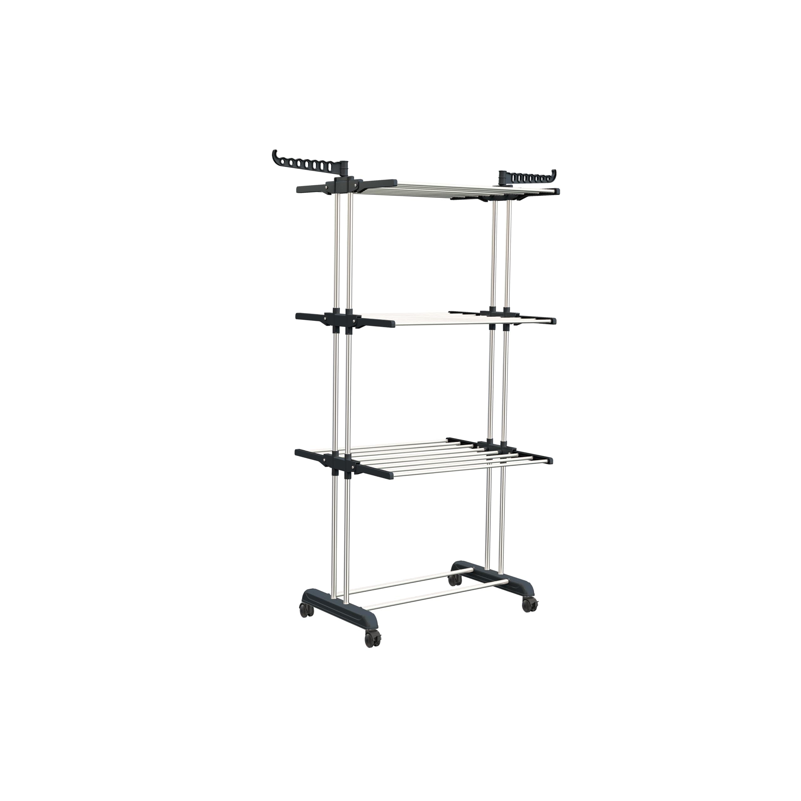 Synergy - Premium Heavy Duty Stainless Steel Clothes Drying Stand with EZEE Clipper for Hanging Undergarments, Socks, Baby Clothes (3-Tier) Grey - SY-CS20-COMBO
