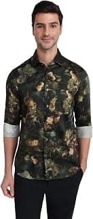 Colorplus Men Reguler Fit Print Pattern Pure Cotton Plain Collar Full Sleeve Casual Shirt