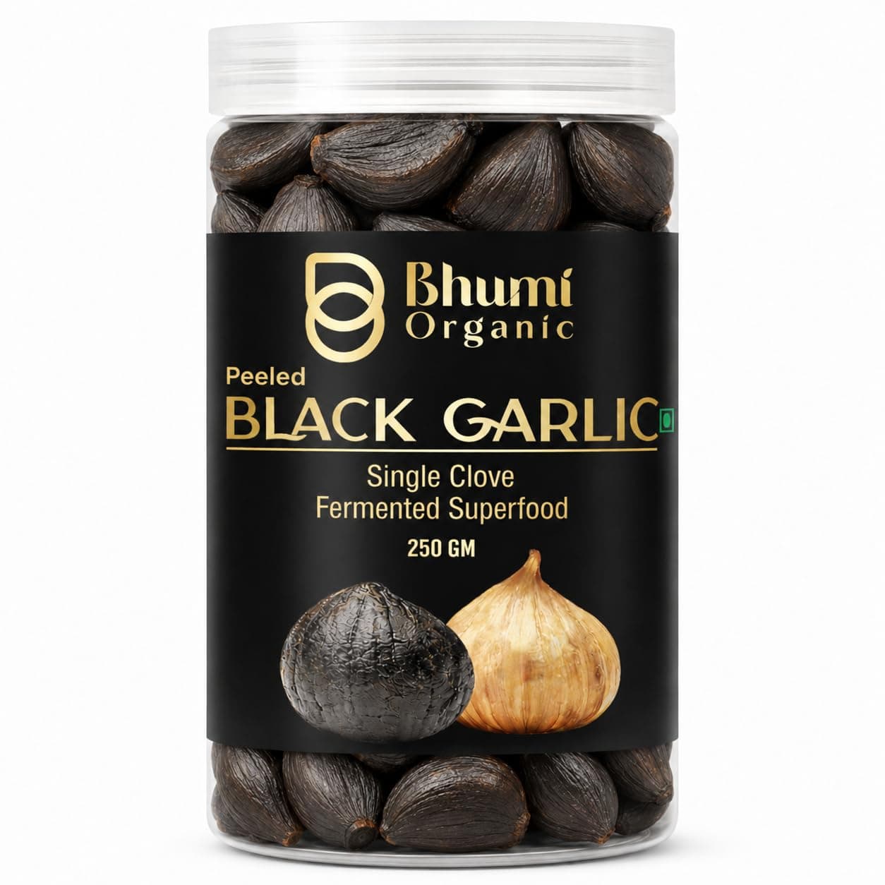 Bhumi Organic Black Garlic Single Clove 250 GM | Naturally Fermented, Ready-to-Eat, No Preservatives, Rich in Antioxidants