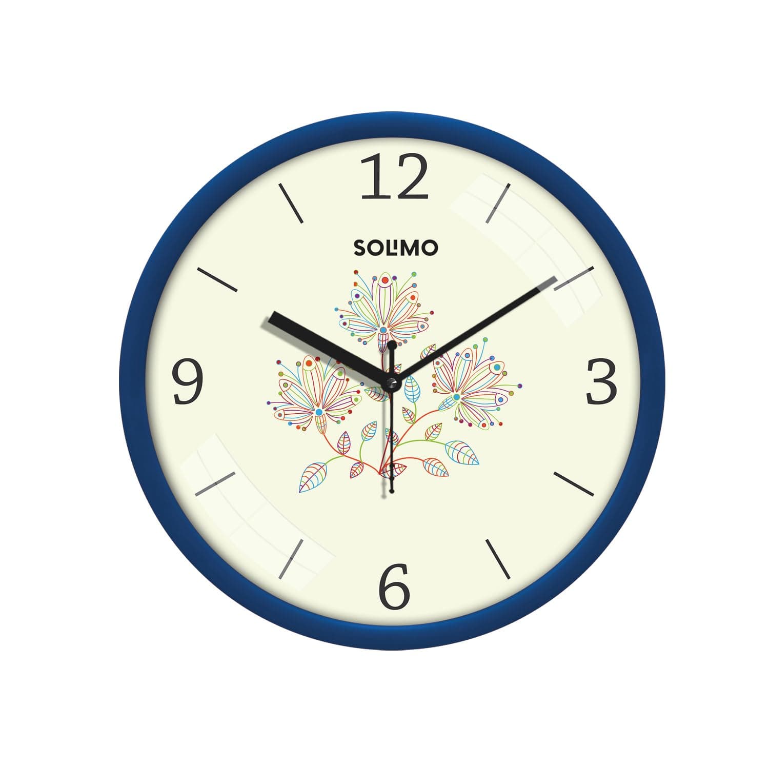 Amazon Brand - Solimo Plastic 11-Inch Classic & Modern and Stylish Flower Print Silent Movement Analog Wall Clock - White (‎SC-2165)