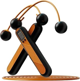 Xfopz Smart Jump Rope, Digital Weighted Handle Workout Jumping Rope with Counter, Cordless Weighted Skipping Jump Rope with Cordless Ball for Women Training Indoor and Outdoor (Orange)