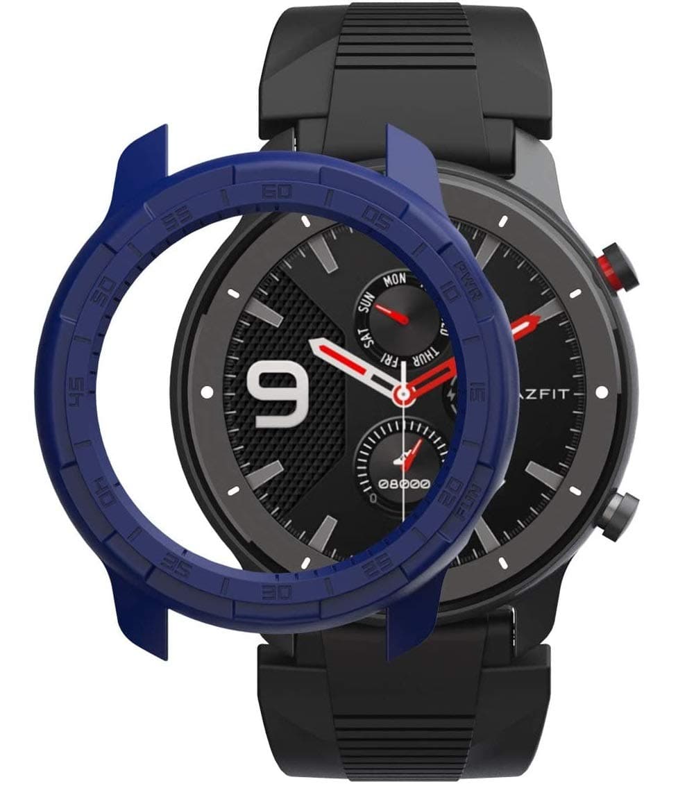 Oboe Colorful PC Edge Watch Frame Case Cover [Anti-Scratch] [Shockproof Bumper Shell] Compatible for Amazfit GTR 47mm Smart Watch (Blue)