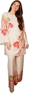 Modestouze Attires Cord Set for Women Cotton Stylish Poly Rayon - Turkish Co Ord Set for Women Stylish Mandarin Neck Floral Print Western Co Order Sets, Wear as Office Coat, Travel Coord, Cot