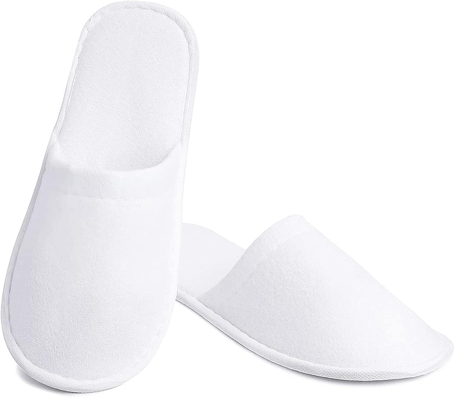 C&G INDIA 25 Pairs White Disposable Slippers, Cotton Closed Toe Spa Slippers for Women and Men, Breathable Non-Slip Slippers for Hotel, Guests, Travel