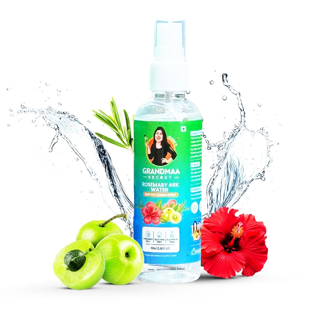 NIDHI’S GRANDMAA SECRET Rosemary Water Ark | Hair Thickening Mist, Natural Rosemary Water Spray for Thick Hair, Rosemary Hair Mist | Pure Distillate, Suitable For All Hair Types | 100mL