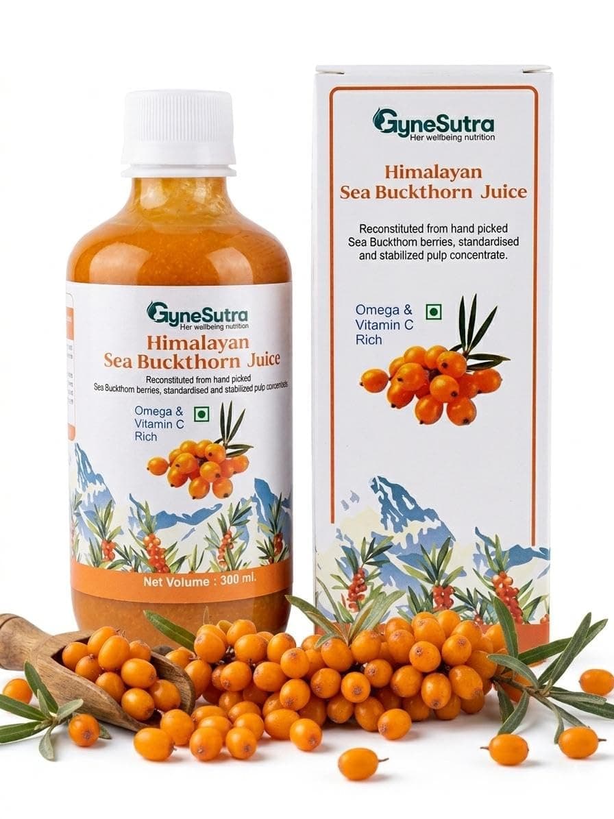 Gynesutra Himalayan Sea Buckthorn Berry juice- 300ml with pulp concentrate | Rich in Omega 3, 6, 7, 9 & Vitamin C |Antioxidant for Immunity, and skin glow|No Added Sugar (pack of 1)