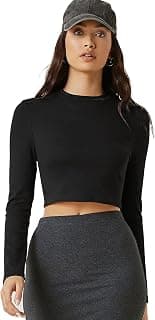 Aahwan Women's 100% Cotton Slim Fit Striped Full Sleeve Crop Top