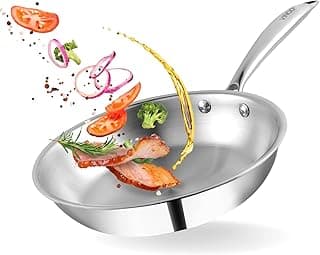 Vinod Platinum Triply Stainless Steel Frying Pan - 2.2 L, 24 cm | 2.5 mm Thick Tri ply Cookware | Heavy-Bottom Frypan for Healthy, Low-Oil Cooking | Induction and Gas Compatible | Scratch Resistant