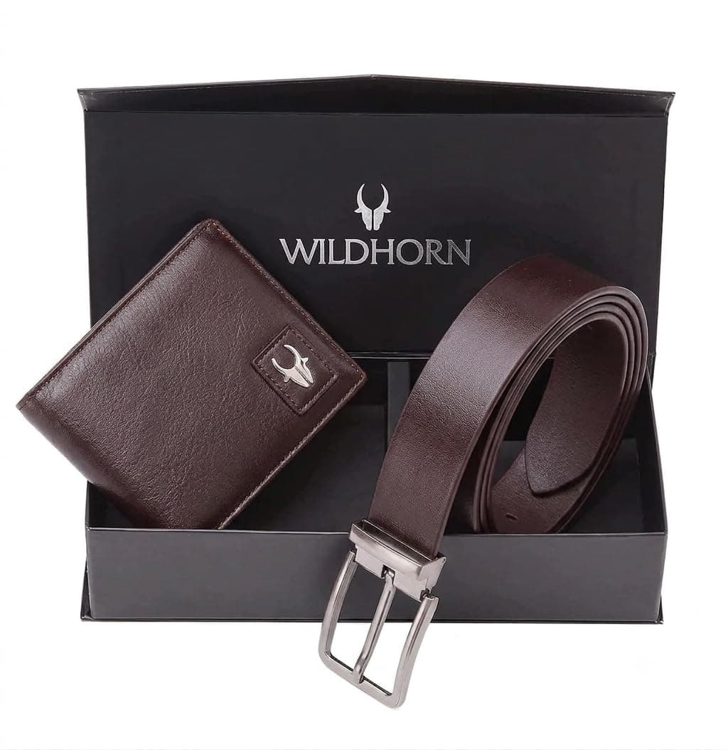 WildHorn Gift Hamper for Men I RFID Protected Leather Wallet & Belt Combo Gift Set I Gift for Friend, Boyfriend,Husband,Father, Son Etc