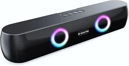 E GATE C210 | 20W Bluetooth Speaker Soundbar, Dual Drivers + Dual Passive Radiator for Extra bass, RGB Light, Upto 15 Hrs Backup from 2000mah Battery, Call Function, TWS, Aux, USB, FM