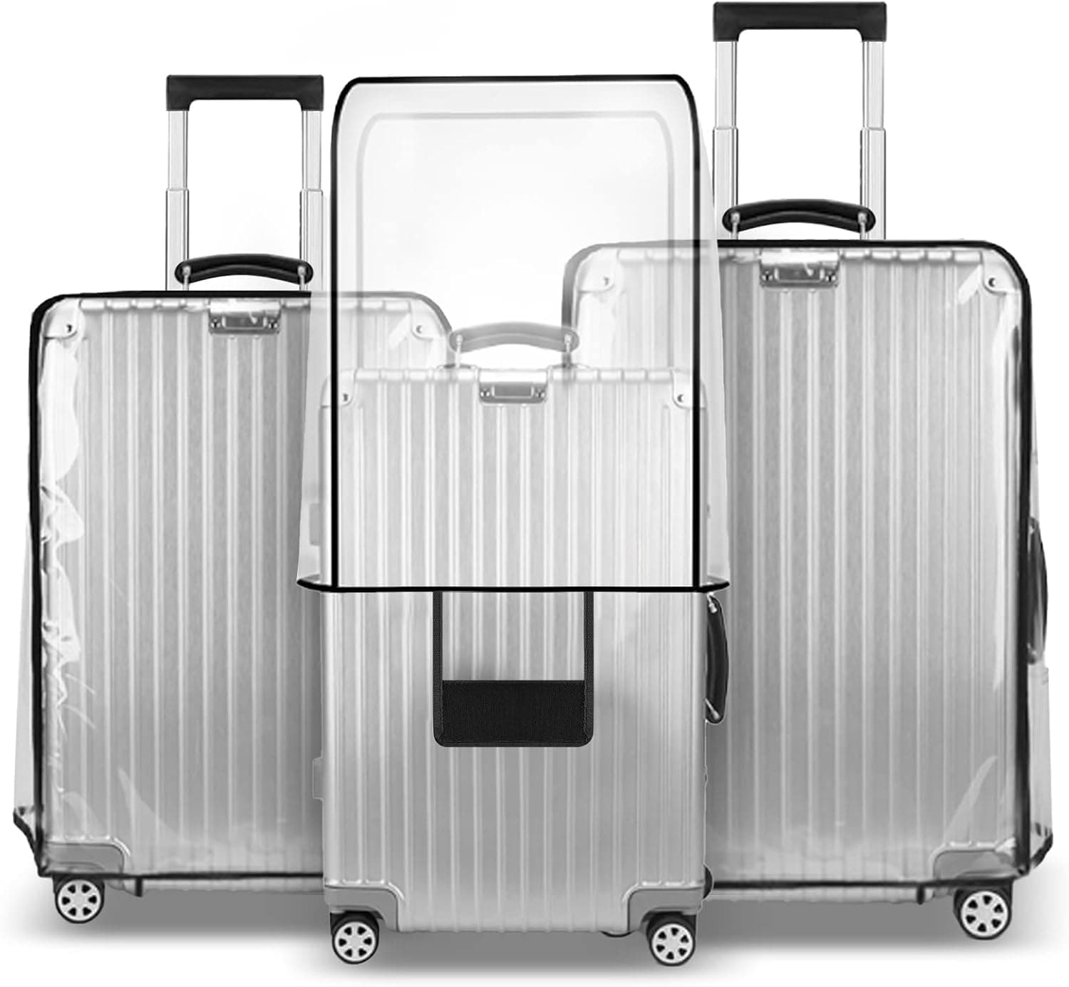 LIGHTNIING HAMMERZ Combo of 3 Trolley Bag Covers/Suitcase Bag Cover/Transparent Waterproof Dustproof Luggage Bag Cover/Zippered Clear PVC Suitcase Covers Protectors (28 inch, 24 inch, 20inch)