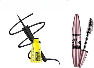 Maybelline New York Colossal Bold Eyeliner, Black, 3g & New York Lash Sensational Waterproof Mascara, Black, 10 ml Matte Finish
